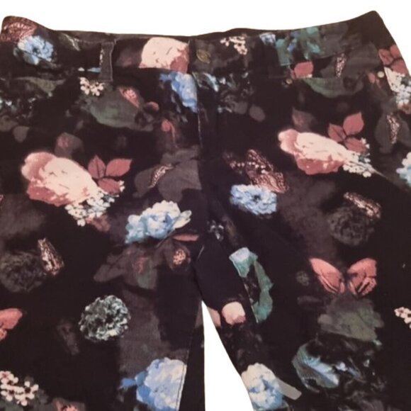 Club Monaco'Sonica' soft corduroy floral print skinny pant Sz 6 - Picture 5 of 7